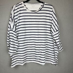 MerSea Catalina Slub Tee Womens One Size Navy Stripe Nautical Coastal Boho Top